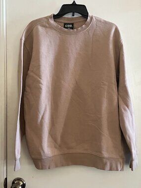 CSG Men's Crewneck Sweatshirt Tan Khaki Relaxed Fit Medium